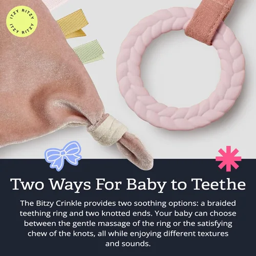 Miniatura 5 de Itzy Ritzy - Juguetes sensoriales de arruga Bitzy para bebés y niños pequeños — Incluye sonido de arruga, anillo de dentición suave trenzado