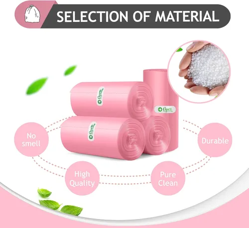 Miniatura 7 de Teivio Bolsas de basura fuertes de 2 galones, 180 unidades, bolsas de basura para baño, bolsas de plástico para oficina en casa, cocina, color rosa
