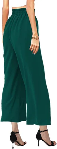 Miniatura 3 de Pasgreson Women's Casual Wide Leg Pants Flowy Ruffle Elastic Drawstring Waist Beach Palazzo Loose Pants with Pockets