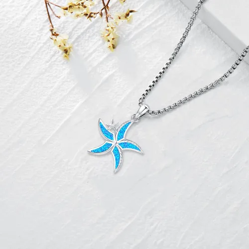 Miniatura 3 de LOOVE Collar de plata de ley con diseño de gato, búho, delfín, tortuga, piedra lunar, concha de abulón, ópalo de cristal, lindos animales, regalo