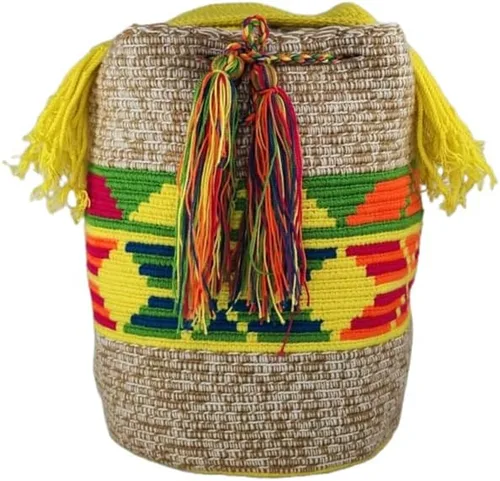 Miniatura 2 de Mochila Wayuu colombiana 100 % auténtica, hecha a mano, producto artesanal, bolsa de viaje cruzada de diseño único, estilos multicolor..