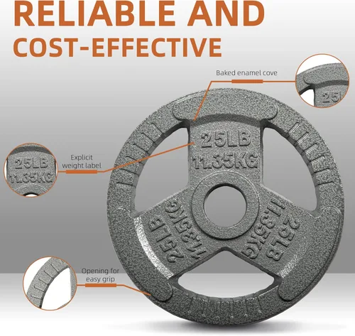 Miniatura 3 de Fitvids 2-Inch Olympic Cast Iron Plate Weight Plate Set with Clamps for Strength Training and Weightlifting