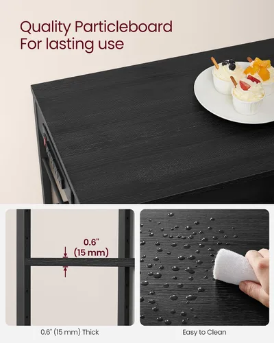 Miniatura 8 de VASAGLE Estante de cocina, soporte para barra de café con estación de carga, 35.6 pulgadas de alto, estantes de almacenamiento, canasta de alambre