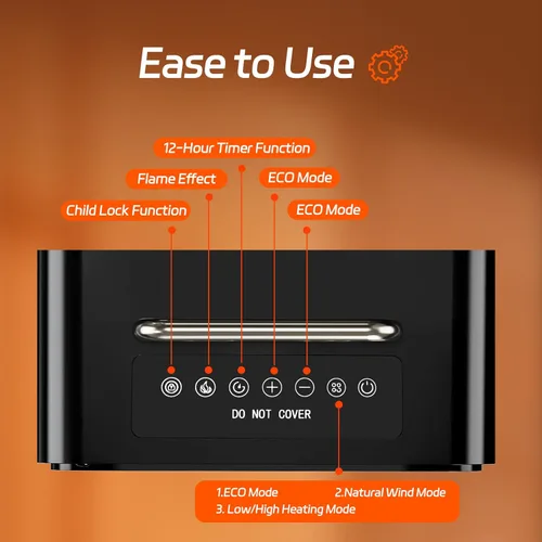 Miniatura 5 de Feculs Calentador eléctrico de chimenea, calentadores de chimenea portátiles 3 en 1 para uso en interiores, calentador de espacio de 750/1500 W