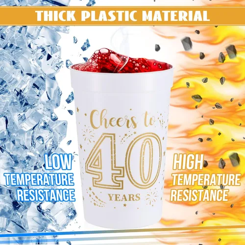 Miniatura 4 de Lallisa 40 tazas de plástico para fiestas de cumpleaños 40 a granel, de 16 onzas a 40 años, decoraciones de fiesta de 40 años, regalos de fiesta