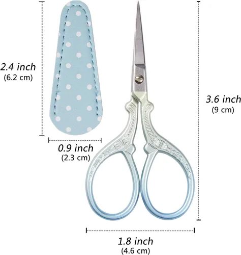 Miniatura 2 de Tijeras Pequeñas de Costura de 9 cm Tijeras de Bordado Pequeñas de Precisión con Funda de Cuero Tijera de Acero Inoxidable para Trabajo de Aguja