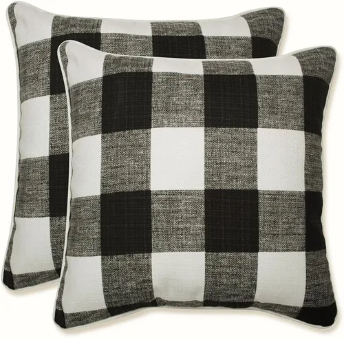 Miniatura 30 de Pillow Perfect Almohadas lumbares mate Anderson para exteriores/interiores, 11.5 x 18.5 pulgadas, color negro, paquete de 2