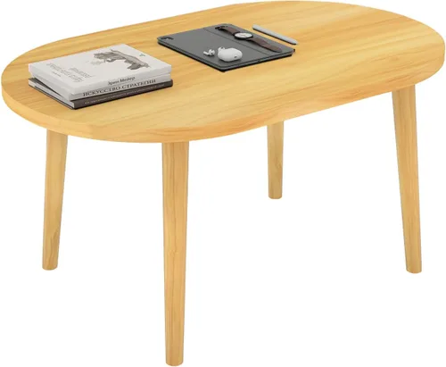 Miniatura 18 de Mesa de café Funecy Mesa baja con patas robustas de madera maciza, mesa de piso para sentarse en el suelo, almacenamiento y muebles para sala