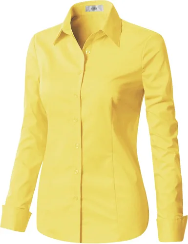 Miniatura 2 de Blusa de manga larga, ajustada, elástica, con cuello de botones para mujer, para oficina, estilo formal, casual