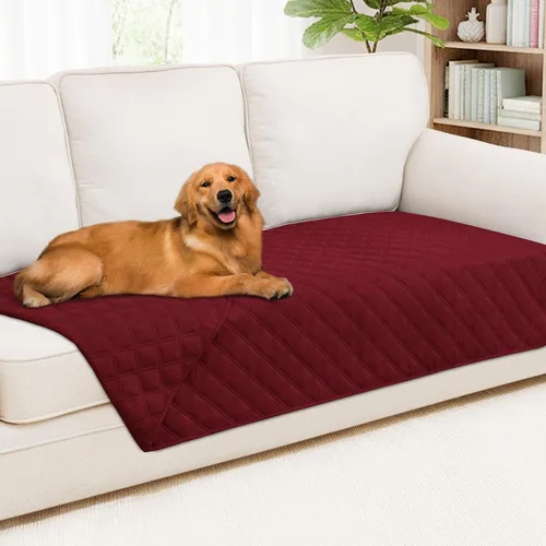 Miniatura 27 de Smiry Funda impermeable para cama de mascota, suave y lavable, para muebles, cama, sofá, reversible, a cuadros (30 x 53 pulgadas, color beige/beige)