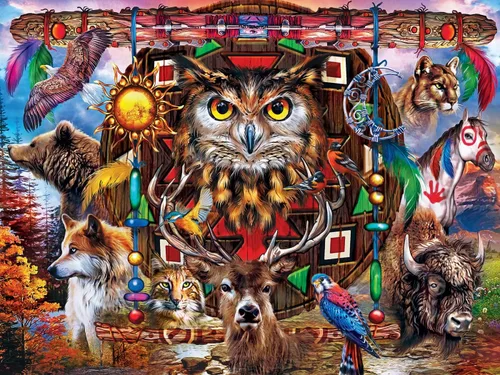 Miniatura 2 de Masterpieces Rompecabezas EZ Grip de 300 piezas, tótems de animales, 18 x 24 pulgadas