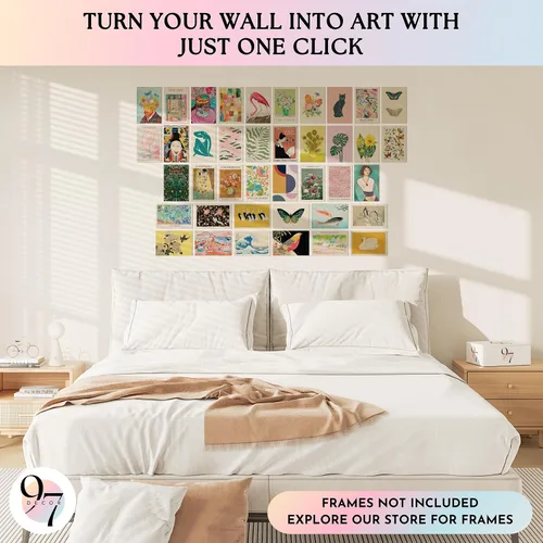 Miniatura 3 de 97 Decor Impresiones artísticas de pared eclécticas – 40 pequeños kit de collage de pared ecléctico para dormitorio de adolescentes y niñas