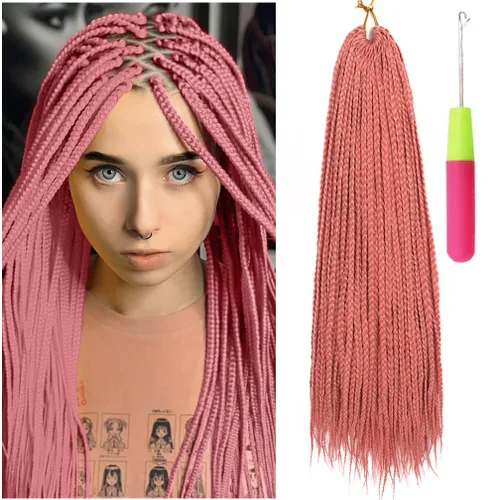 Miniatura 10 de Extensiones de cabello trenzado tipo box de 24 pulgadas, hechas a mano, para mujeres y niñas, extensiones de cabello trenzado, 24#, 3 paquetes, 22