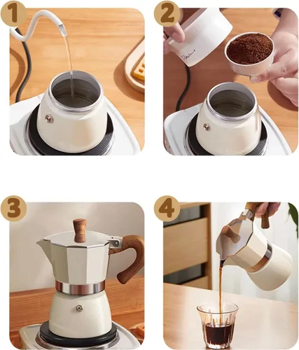 Miniatura 5 de Moka - Cafetera para estufa de café expreso con mango de madera y válvula de seguridad individual, cafetera para estufas de gas, eléctricas