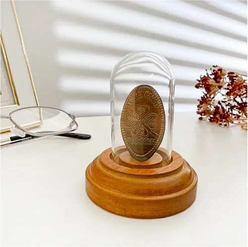 Miniatura 2 de Plymor Miniatura 1" x 2" Mini cristal Display Dome Tiny Cloche (base de chapa de roble)