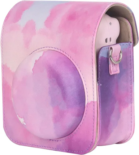 Miniatura 2 de Funda para cámara instantánea Fujifilm Instax Mini 12, funda de poliuretano con correa extraíble para cámara Fujifilm Instax Mini 12 (rosa/morado)
