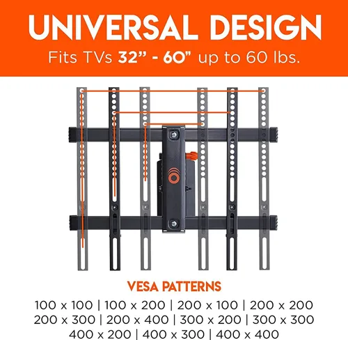 Miniatura 5 de ECHOGEAR Soporte giratorio de pared para TV de movimiento completo y soporte de montaje de barra de sonido, para televisores de hasta 60 pulgadas