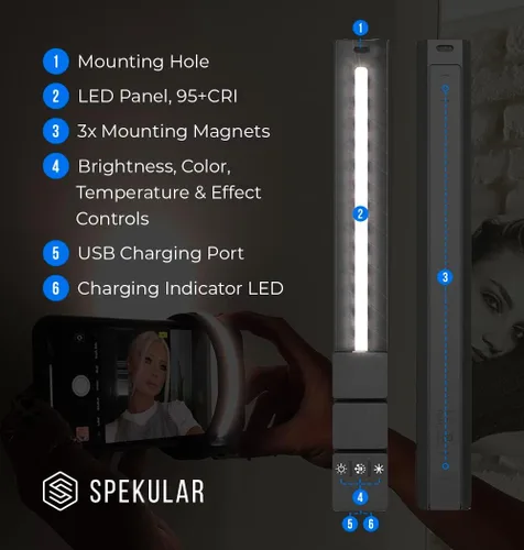 Miniatura 4 de Spekular Kit de vlogger de envoltura de luz LED KYU-6