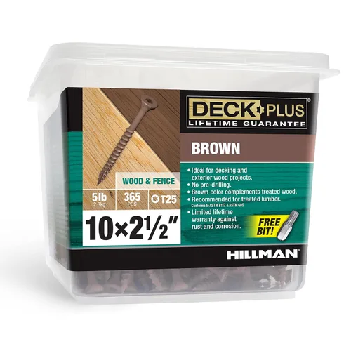 Miniatura 75 de Deck Plus Tornillos para Madera Exterior y Cercas con Revestimiento Epoxi de 2-1/2 Pulgadas #10 x 2-1/2" Torx/Star Drive Incluido Rosca Gruesa, Verde