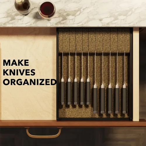 Miniatura 3 de SpaceAid Organizador Grande de Cajón para Cuchillos Inserto de Bambú, Soporte para Cuchillos de Carne de Cocina Organizadores Bloque para Cajón