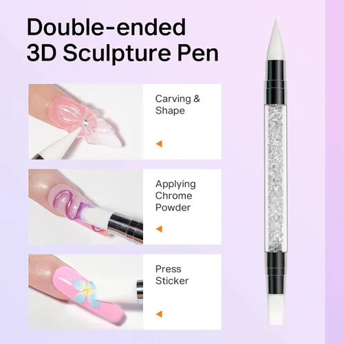 Miniatura 9 de MIZHSE Gel 3D de 1.06 oz para arte de uñas, gel transparente para esculpir uñas UV LED Soak Off Gel con lápiz de arte de uñas, diseño de uñas