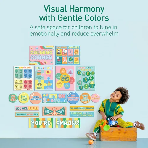 Miniatura 7 de Sweetzer & Orange S&O Calm Down Corner to Relax Kids, juego de tablones de anuncios relajantes para el aula, artículos de rincón calmante, tabla