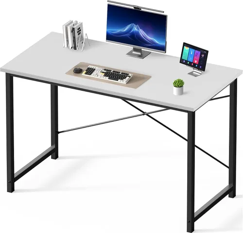 Miniatura 26 de DUMOS Escritorio pequeño para computadora de 31 pulgadas para oficina en casa, escritorios de juegos para dormitorio, mesa de trabajo de estudio