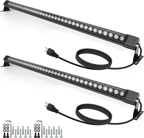 Miniatura 13 de HNRLOY Paquete de 2 luces de pared para exteriores, 36 W, 5000 K, luz diurna, luz blanca, arandela de pared, barra de luz LED lineal de 2 pies y 120