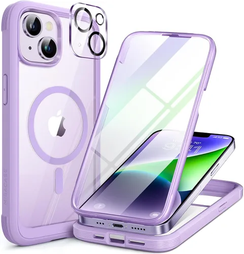 Miniatura 164 de Miracase Funda para iPhone 13 de 6.1 pulgadas, [sin burbujas] funda de teléfono de cuerpo completo con pantalla de vidrio completa integrada, sin