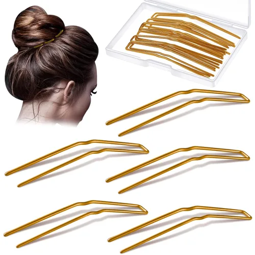 Miniatura 8 de Waydress 36 piezas de horquillas en forma de U para moños de ballet, horquillas de estilo U de metal para peinados, horquillas para moños y Marrón