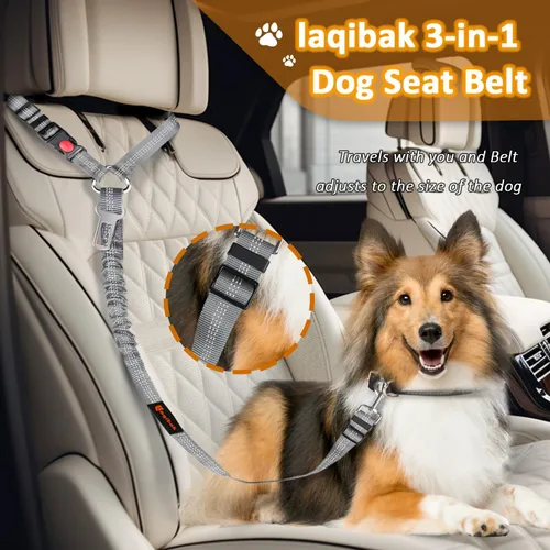 Miniatura 2 de Arnés de cinturón de seguridad removible para perro para carro, 3 en 1, correa de cinturón de seguridad para perro, restricción retráctil que se