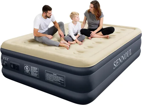 Miniatura 8 de SENNOUL Colchón de aire tamaño individual con bomba incorporada, autoinflable rápido de 2 minutos, cama inflable máxima de 13 pulgadas/550 libras