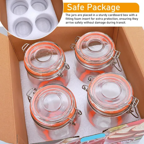 Miniatura 6 de Tarros Mason de boca ancha de 32 onzas con tapas herméticas con bisagras, tarro de vidrio grande con tapa para decapado, fermentación, enlatado