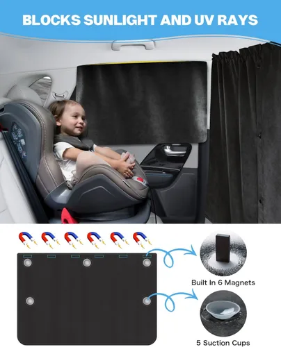 Miniatura 3 de 53.74 x 31.50 pulgadas, juego de 3 cortinas de privacidad para automóvil, SUV, MVP, camioneta, automóvil pequeño/sedán, accesorios universales