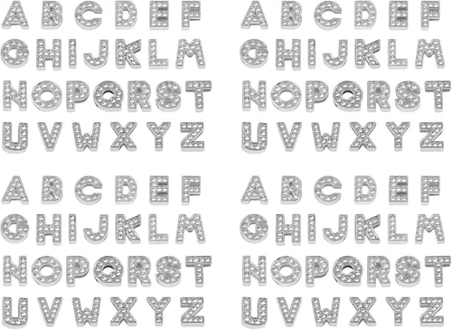 Miniatura 13 de AUEAR, paquete de 26 dijes de letras del alfabeto de 8 mm con diamantes de imitación completos, cristal, color dorado, para pulseras, collares