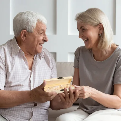 Miniatura 5 de Blinking Stars Anuncios de embarazo sorpresa para papá, abuelos, tía, tío, caja de madera para prueba de embarazo positiva y caja de recuerdos