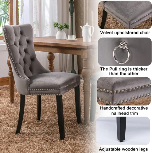Miniatura 7 de Juego de mesa de comedor extensible marrón de 7 piezas para 6, 63 a 78.74 pulgadas, moderno juego de mesa de cocina y comedor, mesa de comedor Mesa