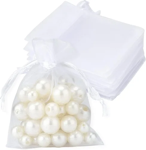 joycraft 50 bolsas de organza, bolsas de regalo de 2 x 3 pulgadas, bolsas blancas para recuerdos de boda, bolsas de joyería con cordón, bolsas de