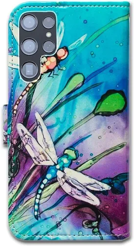 Miniatura 7 de Bcov Funda para Galaxy S22 Ultra, linda libélula de cuero con tapa para teléfono con ranura para tarjetas, soporte para Samsung Galaxy S22 Ultra 5G