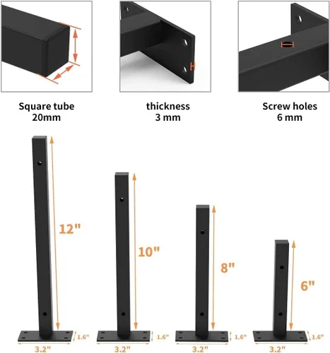 Miniatura 2 de Soportes de estante de 6 pulgadas, soportes flotantes de alta resistencia para estantes de metal para montaje en pared, soportes industriales