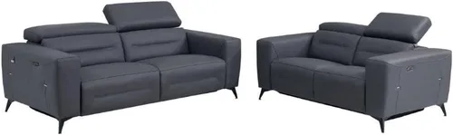 Miniatura 14 de BlackJack Furniture Ferrara - Sofá reclinable de cuero italiano de grano superior con puertos USB para cargar dispositivos, reposacabezas ajustables