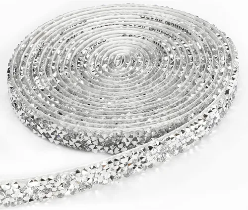 Miniatura 6 de Cintas de resina con diamantes de imitación de 3 yardas, cinta autoadhesiva de diamantes de imitación, tiras de cristal, rollo de resina