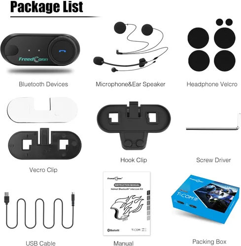 Miniatura 8 de FreedConn Auriculares Bluetooth para motocicleta TCOM VB - Altavoces para casco de motocicleta, 3 riders Paring 800M 2 Riders Talking Helmet