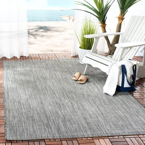 Miniatura 62 de SAFAVIEH Alfombra Lavable para Exteriores Colección Courtyard - Pasillo de 2'3" x 6'7", Azul Marino y Gris, No Desprende Pelusa y Fácil Limpieza