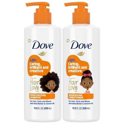 Dove Set de Champú y Acondicionador - Colección Love, para Cabello Rizado, Niños, Cabello Ondulado Productos 17.5 Oz (Set de 2 Piezas)