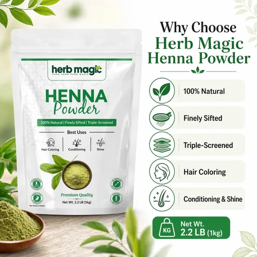 Miniatura 2 de Henna - Tinte en polvo para cabello de 2.2 libras (1 kilo), 100 % cobertura de canas, Lawsonia Inermis puro, rojo naranja natural, triple tamizado