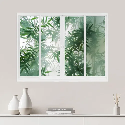 Miniatura 31 de SIGNWIN Adhesivo de pared removible/mural de pared para ventana, vegetación exuberante y árboles iluminados por el sol, fotografía, realismo