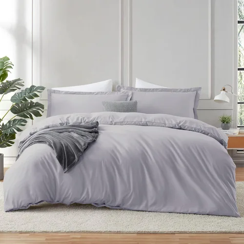 Miniatura 16 de Hearth & Harbor Juego de funda de edredón tamaño individual, color blanco, juego de funda de edredón suave, juego de ropa de cama de 2 piezas