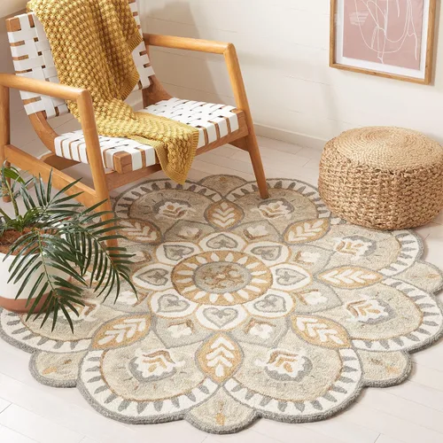 Miniatura 8 de SAFAVIEH - Alfombra de la colección Novelty, modelo NOV604M, estilo floral bohemio rústico campestre, hecha a mano, de lana, ideal para áreas