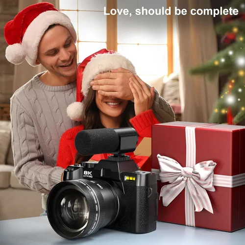 Miniatura 8 de Cámaras digitales 8K para fotografía, cámara de vlogging de 64MP con pantalla abatible de 180°, 2 baterías, tarjeta TF de 64 GB, zoom de 16X, WiFi